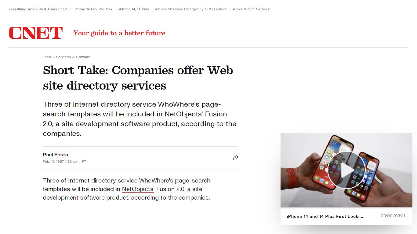 Short Take: Companies offer Web site directory services - CNET